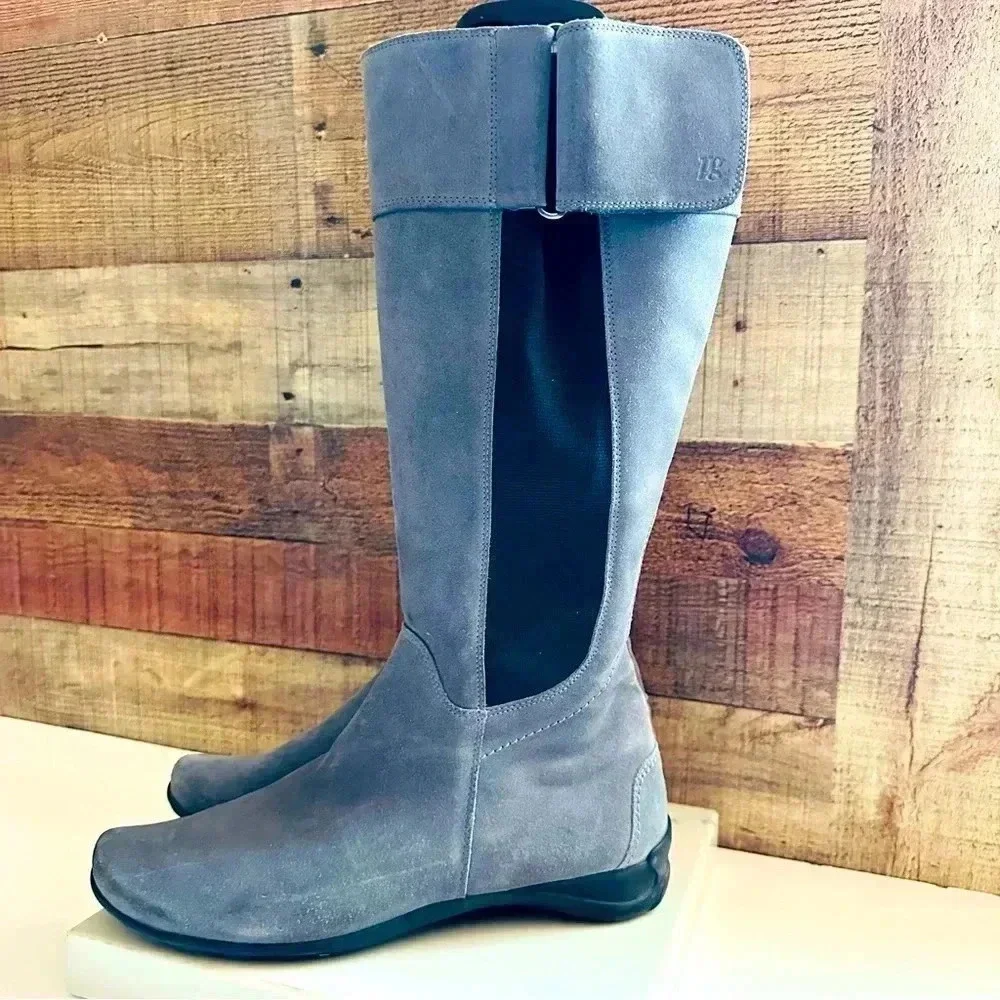 Paul Green Abby Riding Tall Suede/Leather Stretch Zip Up Boots